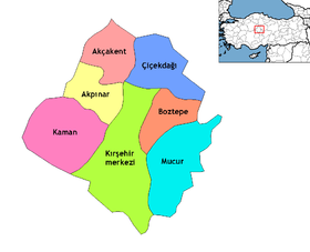 Districts de la province de Kırşehir