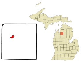 Kalkaska County Michigan Incorporated and Unincorporated areas Kalkaska Highlighted.svg