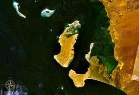 Image satellite de Kamaran dans la mer Rouge.