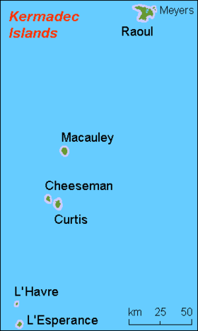 Carte des îles Kermadec.