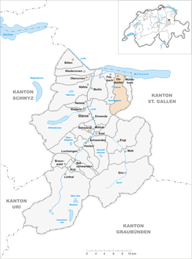 Localisation d'Obstalden dans le canton de Glaris.