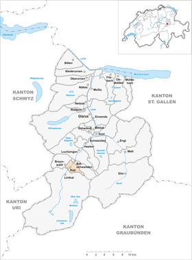 Localisation de Rüti dans le canton de Glaris.