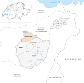 Localisation de Schlatt-Haslen dans le canton d'Appenzell Rhodes-Intérieures.