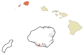 Kauai County Hawaii Incorporated and Unincorporated areas Eleele Highlighted.svg