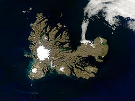 Image satellite des îles Kerguelen.