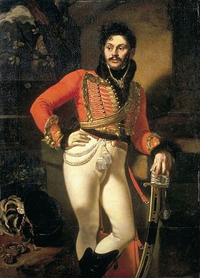 portrait par Oreste Kiprensky du colonel des Hussards de la Garde au Musée Russe