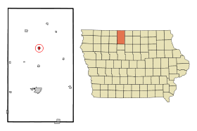 Kossuth County Iowa Incorporated and Unincorporated areas Bancroft Highlighted.svg