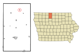Kossuth County Iowa Incorporated and Unincorporated areas Ledyard Highlighted.svg