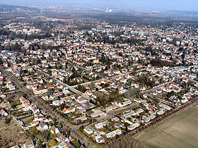 Vue aérienne de la ville depuis le sud