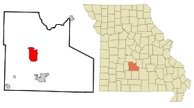 Laclede County Missouri Incorporated and Unincorporated areas Lebanon Highlighted.svg