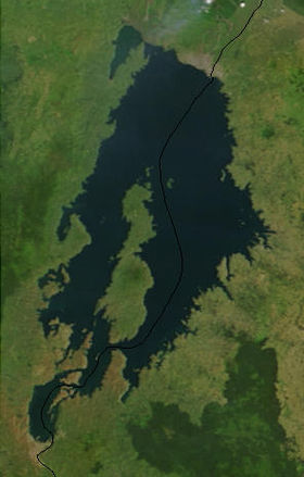 L'île Idjwi dans le lac Kivu vue de l'espace