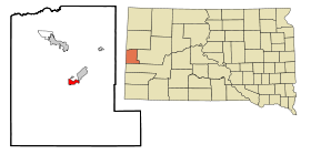 Lawrence County South Dakota Incorporated and Unincorporated areas Lead Highlighted.svg