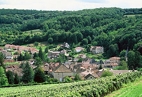 Le bourg de Lugny, vu de la colline de Saint Pierre