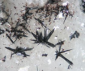 Lengenbachite sur dolomite, taille des cristaux: 1,5 mm
