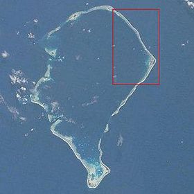 Image satellite de l'atoll de Funafuti avec la localisation de Fongafale.
