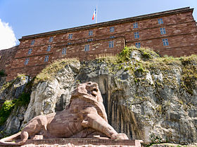 Le lion de Belfort, au pied de la citadelle.