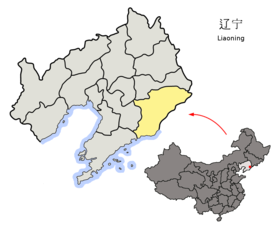 Localisation de la préfecture de Dandong (en jaune