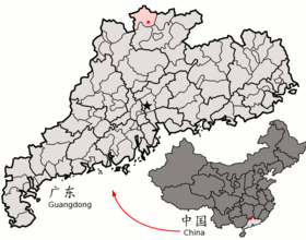 Location of Lechang within Guangdong (China).png
