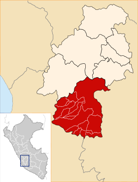 Location of the province Huaytará in Huancavelica.svg