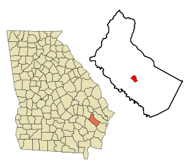 Long County Georgia Incorporated and Unincorporated areas Ludowici Highlighted.svg