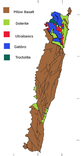 Carte géologique de l'île Macquarie.