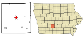 Madison County Iowa Incorporated and Unincorporated areas Winterset Highlighted.svg