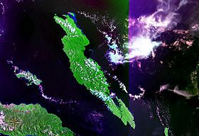 Vue satellite de Malaita (fausses couleurs)