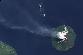 Image satellite de Manam en juillet 2009.