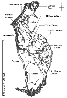 Carte de l'île de Gorée.