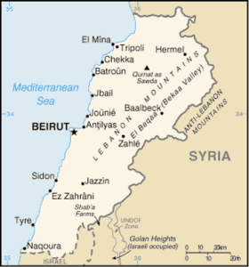 carte : Liste de points extrêmes du Liban