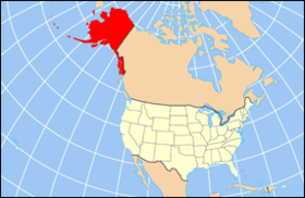 Carte avec l'Alaska en rouge.