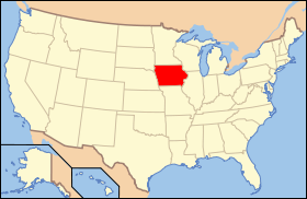 Carte avec l'Iowa en rouge.