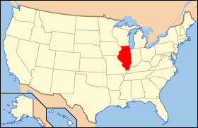 Carte avec l'Illinois en rouge.