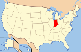 Carte avec l'Indiana en rouge.