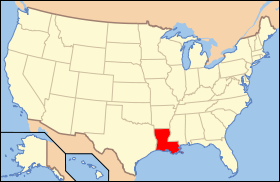 Carte avec la Louisiane en rouge.