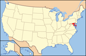 Carte avec le Maryland en rouge.