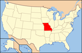 Carte avec le Missouri en rouge.