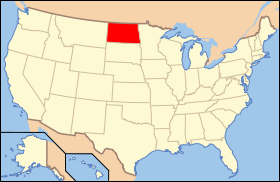 Carte avec le North Dakota en rouge.