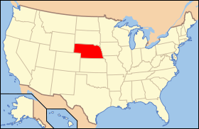 Carte avec le Nebraska en rouge.