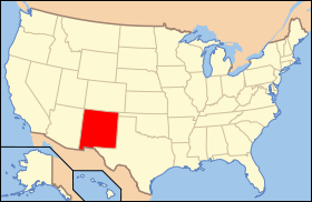 Carte avec le State of New Mexico en rouge.
