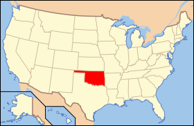 Carte avec l'Oklahoma en rouge.