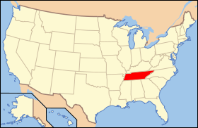 Carte avec le Tennessee en rouge.