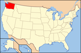 Carte avec l'état de Washington en rouge.