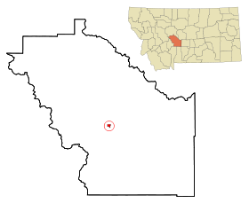 Meagher County Montana Incorporated and Unincorporated areas White Sulphur Springs Highlighted.svg