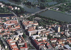 Vue aérienne du centre de Szolnok