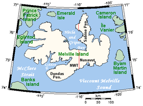 Carte de l'île Melville.