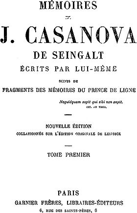 Illustration de Mémoires de J. Casanova de Seingalt,écrits par lui-même