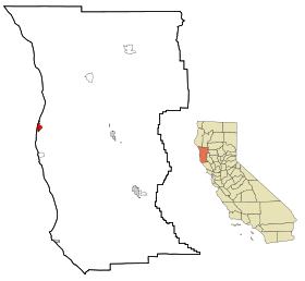 Mendocino County California Incorporated and Unincorporated areas Fort Bragg Highlighted.svg