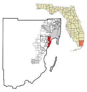 Miami-Dade County Florida Incorporated and Unincorporated areas Coral Gables Highlighted.svg