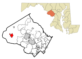 Montgomery County Maryland Incorporated and Unincorporated areas Poolesville Highlighted.svg